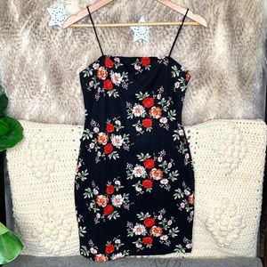 SHEIN Black Floral Bodycon Dress